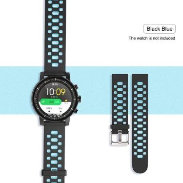 Imagem de Smartwatch pulseira de substituição de silicone à prova d'água para Xiaomi Amazfit Bip Stratos 2 smartwatch masculino feminino - preto azul 22 mm para Stratos - preto azul 22 mm para Stratos