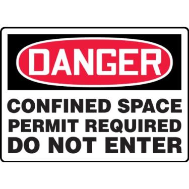 Imagem de Accuform MCSP122VS Placa adesiva de segurança de vinil, legenda: "Danger CONFINED Space Permit Required Do NOT Enter", 17,8 cm de comprimento x 25,4 cm de largura x 0 cm de espessura, vermelho/preto