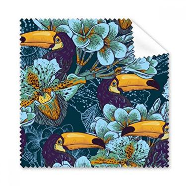 Imagem de Orquídea pássaro quadrado padrão contínuo pano de limpeza de tela de telefone limpador de óculos 5 peças