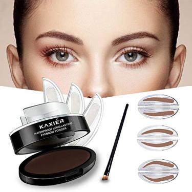 Imagem de GL-Turelifes 3 pares de selos de sobrancelha com pincel de sobrancelha Perfect Eye Sow Power One Second Make Up Nature Brow(marrom escuro)