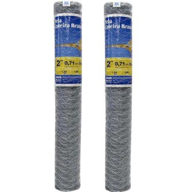 Imagem de Tela Galvanizada Galinheiro 1,8m x 50m kit 2 Telas