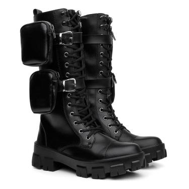 Imagem de Bota Coturno Cano Longo Alto C/ Bags Removiveis De Blogueiras