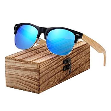 Imagem de Óculos de Sol Masculino BARCUR Hastes Estilo Madeira Bambu Proteção uv400 Polarizado