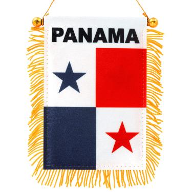 Imagem de Anley 4 X 6 polegadas Panamá Franja Janela Pendurada Bandeira - Mini Bandeira Banner & Carro Espelho Retrovisor Decoração - Franjas & Dupla Face - Bandeira Panamenha Pendurada com Ventosa