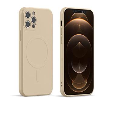 Imagem de Capa magnética de silicone líquido para iPhone 12 Pro Max 11Pro X Xs Xr 7 8 Plus 13 Mini carregador sem fio Magsafing Magnet Capa Traseira, Cáqui Escuro, Para iPhone 11 Pro