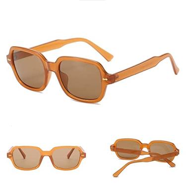 Imagem de Óculos de Sol Quadrado Unissex Moda Masculino Feminino Moda Pequena Armação Amarela Óculos de Sol Feminino Retro Rebite Óculos UV400,4, pc