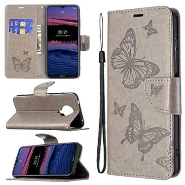 Imagem de For Nokia G20 / G10 Embossing Two Butterflies Pattern Horizontal Flip PU Leather Case with Holder & Card Slot & Wallet & Lanyard(Grey)