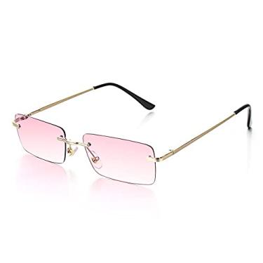 Imagem de Óculos de sol retrô retangulares sem aro ultraleve UV400 Óculos de sol vintage sem moldura Óculos de sol acessórios de moda, rosa, outros
