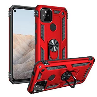 Imagem de YUNCHAO Caixa de telefone Para Google Pixel 5A 5G Case de proteção à prova de choque + PC com suporte rotativo de 360 ​​graus capa para celular
