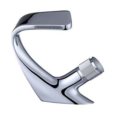 Imagem de Torneira preta Torneiras de pia de banheiro Misturador de água quente e fria Montado em convés de guindaste com furo único Torneira de banho com acabamento cromado, todo cromado, China