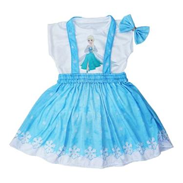 Imagem de Vestido Frozen Infantil - Ótimo para festa Infantil - Acompanha Blusinha + Laço