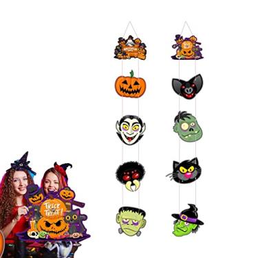 Imagem de 5 faixa Halloween ao ar livre | Decoração porta Halloween com abóbora zumbi assustadora - Banner criativo ao ar livre, placa decoração porta Halloween para pareexterna varanda Xiaoguozi