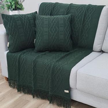 Imagem de KIT MANTA SOFA TRICO CARMEN 150X90cm + 2 CAPAS DE ALMOFADA 45x45cm Cor:OLIVE