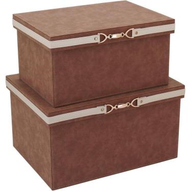 Imagem de Home&Co Vênus Caixa Organizadora Sintético Marrom 2Pç
