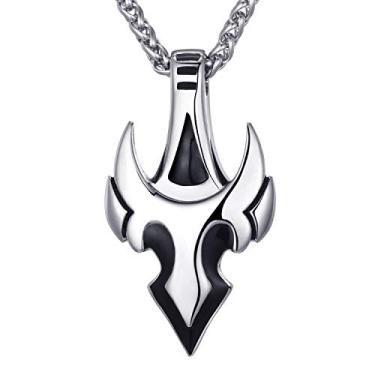 Imagem de MOO&LEE Colar masculino de aço inoxidável com pingente de lança e flecha com corrente de elos de 61 cm, Metal