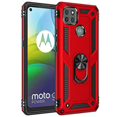 Imagem de Capa ultrafina para Motorola Moto G9 Power Case celular com suporte de anel magnético, proteção resistente à prova de choque para Motorola Moto G9 Power Phone Back Cover (Cor: Vermelho)