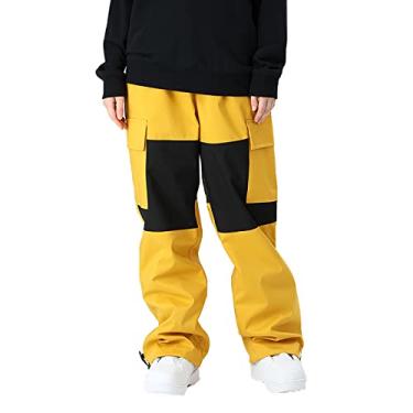 Imagem de Yajun Calças de esqui grandes de inverno calças de neve soltas combinando de cores femininas à prova de vento à prova d'água roupas esportivas masculinas ao ar livre, amarel