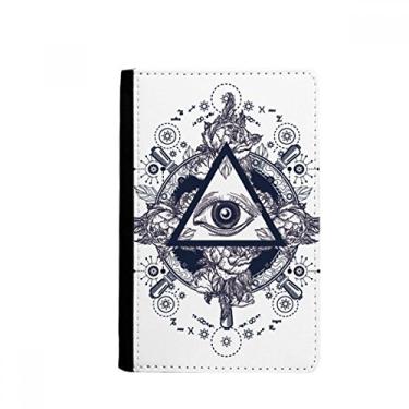 Imagem de Porta-passaporte padrão de arte triângulo flor olho notecase burse carteira capa porta-cartão, Multicolor
