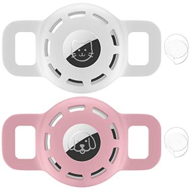 Imagem de Suporte de coleira Air Tag para Apple Air Tag, 2 unidades de suporte de coleira para animais de estimação para gatos e cães pequenos dentro de 1,27 cm e 2 pacotes de protetores para etiqueta de ar