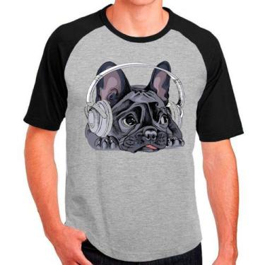Imagem de Camiseta Raglan Pet Dog Buldogue Francês Branca Preto Masc02 - Design