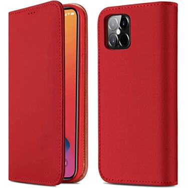 Imagem de COOVS Capa carteira para iPhone 13/13 Mini/13 Pro/13 Pro Max, suporte de carteira de couro flip capa fólio com slots de cartão suporte fecho magnético poderoso (cor: vermelho, tamanho: 13pro max 6,7 polegadas)