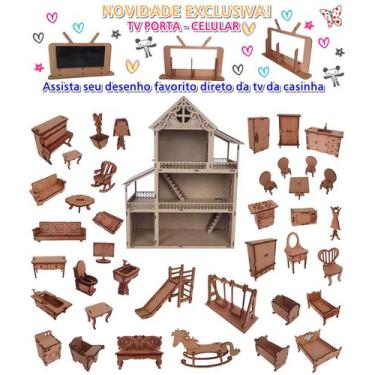 Casinha de Boneca 60cm com 25 mini móveis