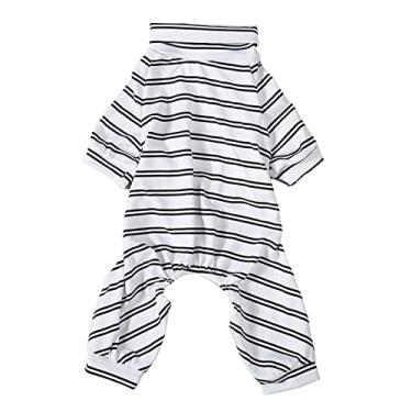 Imagem de Pijama para Cachorro, Quente, Confortável, Elástico, 4 Pernas, Listrado, Pijama para Cachorro, Macacão para Cachorro, Camisa para Animais de Estimação, Pijama de Primavera, Pijama (XS)