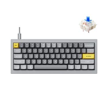 Imagem de Keychron Q4 Teclado mecânico personalizado com fio, macro programável QMK/VIA, alumínio completo, interruptor azul Gateron G Pro de troca a quente, 60% de layout de junta dupla compatível com Mac e Windows - cinza