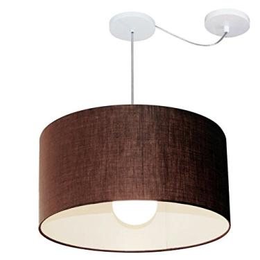 Imagem de Lustre Pendente com Desvio de Centro Cúpula Tecido 55x25 cm, Vivare Iluminação, Pendente4232 LC, Café, Médio