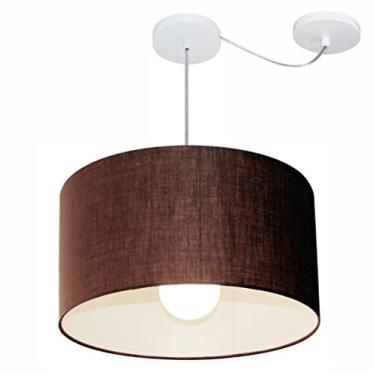 Imagem de Lustre Pendente com Desvio de Centro Cúpula Tecido 50x30 cm, Vivare Iluminação, Pendente4231 LC, Café, Médio