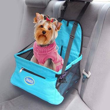 Imagem de Cadeirinha de transporte para cachorro e gato Assento para Banco de Carro Car Seat Chalesco Azul