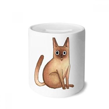 Imagem de DIYthinker Miaoji Caixa de Dinheiro Siamês Pintura Aquarela Gato Caixa de Cerâmica Porta-Moedas Presente