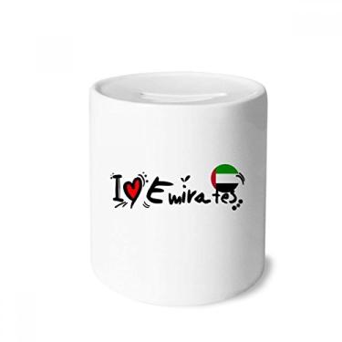 Imagem de DIYthinker I Love Emirates Bandeira da Palavra Love Heart Ilustration Caixa Dinheiro Cerâmica Porta-Moedas Presente