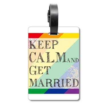 Imagem de LGBT Bandeira de Arco-íris Get Married Bolsa de Bagagem Etiqueta de Bagagem Etiqueta de Scutcheon