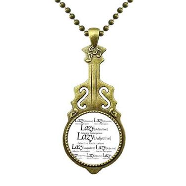 Imagem de DIYthinker Colar com citação divertida significado de preguiça com pingente de música de guitarra antiga