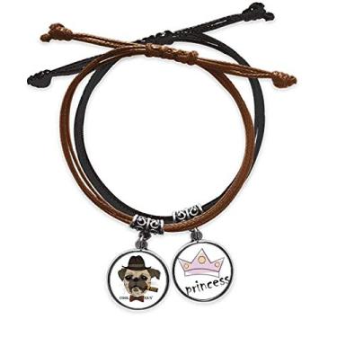 Imagem de DIYthinker Pulseira de couro estilo britânico delicada para cães e cigarros com corrente de mão e pulseira de princesa
