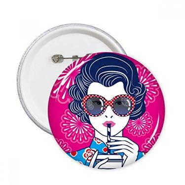 Imagem de Óculos da mulher vermelha da cultura chinesa, alfinetes redondos, botão, decoração, presente, 5 peças