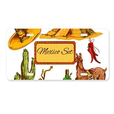 Imagem de DIYthinker Sombrero México Pirâmide Deserto Cacto Mexicano Placa de licença Decoração Aço Inoxidável