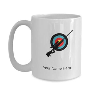 Imagem de SpreadPassion Caneca personalizada de tiro ao alvo - xícara de café para amantes de tiro ao alvo ideia crianças meninos meninas amor - Caneca de café de 445 ml