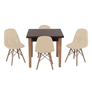 Imagem de Conjunto Mesa de Jantar Luiza 80cm Preta com 4 Cadeiras Botonê - Nude