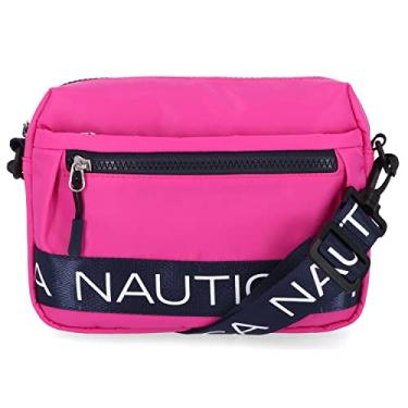 Imagem de Nautica Bolsa tiracolo de nylon com alça de ombro ajustável, Rosa choque, One Size
