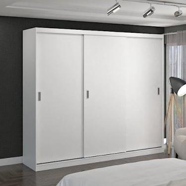 Imagem de Guarda Roupa Casal 3 Portas de Correr 2 Gavetas Mdf Mm7318 Espresso Móveis Branco