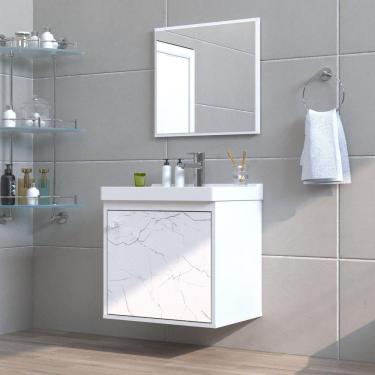 Imagem de Gabinete para Banheiro MDF 40cm com Cuba Veneto Riverzza Branco