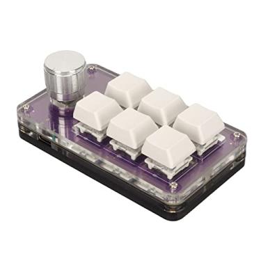 Imagem de ASHATA Teclado mecânico macro com 6 teclas, uma mão, mini teclado com botão RGB azul claro, interruptor de conexão com fio Plug and Play DIY programável teclado mecânico com uma mão ()