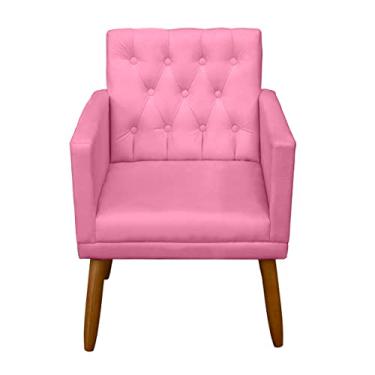 Imagem de Poltrona MOBLAN Decortaiva para sala de Estar Moderna em Destaque Estofada Poltronas para Sala de Leitura manicure em Tecido Cadeira Individual resistente e Pernas de Madeira (1, Rosa)