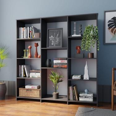 Imagem de Estante Livreiro Multiuso 7 Prateleiras 11 Nichos London Yescasa Preto Perfect Touch