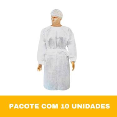 Imagem de Avental Descartável de TNT Manga Longa 10 Unidades