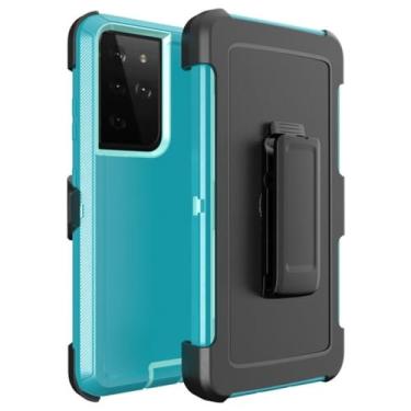 Imagem de Capa de cinto à prova de choque com armadura resistente 3 em 1 para Samsung Galaxy S22 S21 S20 S23 ULTRA S10 S9 S8 PLUS Note 20 10 9 8 capa, para S22ultra, azul verde