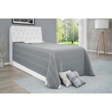 Imagem de Cabeceira Box Solteiro Isis Branco com Capitonê Branco