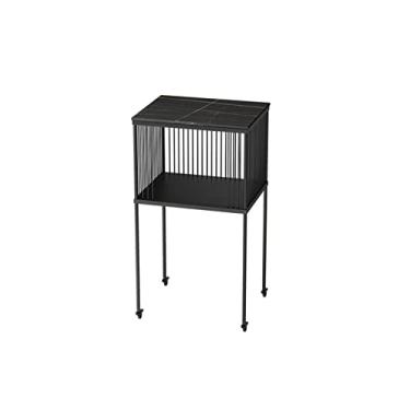 Imagem de Mesa lateral quadrada de ardósia mesa lateral escritório sala de estar mesa de centro removível moldura de metal quarto mesa de cabeceira rack de armazenamento duplo mesa de canto de ângulo estreito mesa de centro para sala de estar (cor: latão)